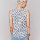 Charlie B - Ruffle Collar Geometric Pattern Blouse