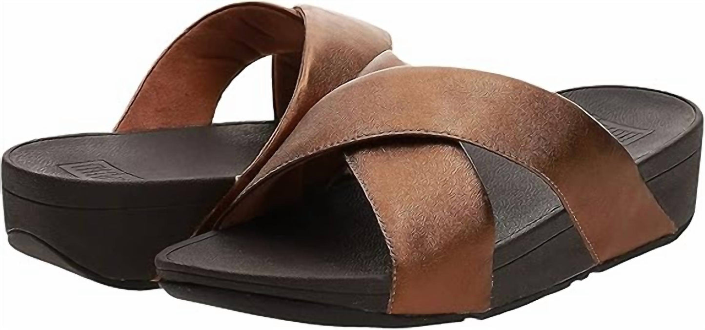 Fitflop - Sandálias Lulu Cross Slide Femininas Couro Cunha Mule