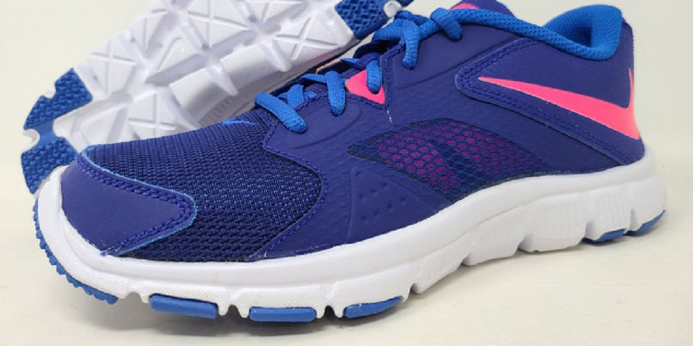 Tênis de corrida Nike Flex Supreme TR 3 para meninas, azul/rosa/cobalto, tamanho 6 M, EUA, infantil