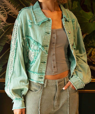 Pol - Jaqueta Cropped Relaxed Fit Embelezada