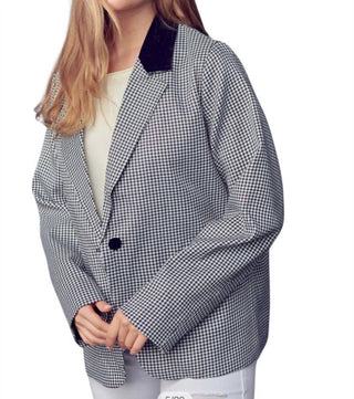 &amp;Merci - Blazer pied-de-poule com gola contrastante e lapela
