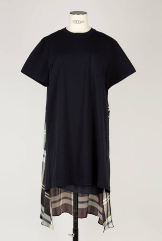 Sacai - Vestido de malha de algodão com estampa xadrez