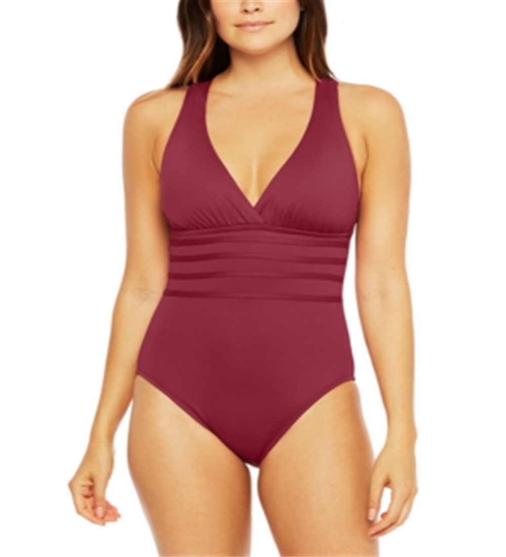 Maiô feminino La Blanca Island Goddess com controle de barriga e alças, vermelho, tamanho 10