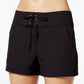 Shorts de surf feminino La Blanca de 3 polegadas, preto, tamanho médio