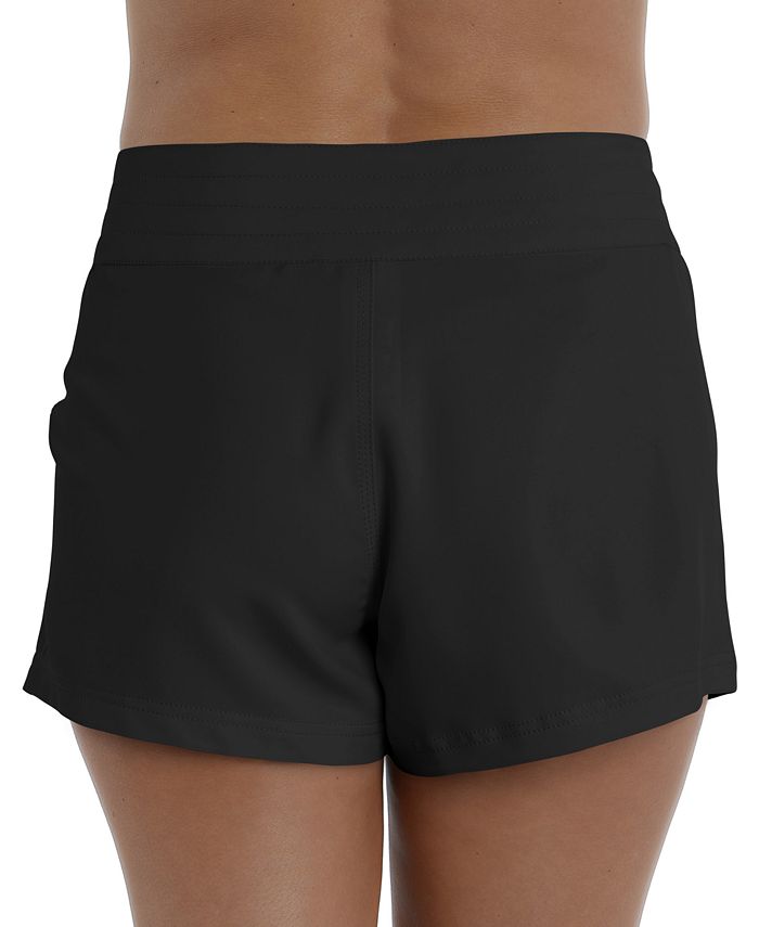 Shorts de surf feminino La Blanca de 3 polegadas, preto, tamanho médio