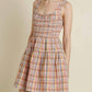 Aureum - Smocked Plaid Mini Dress