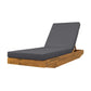 Acacia Wood Chaise Lounge with Cushion - Teak Finish