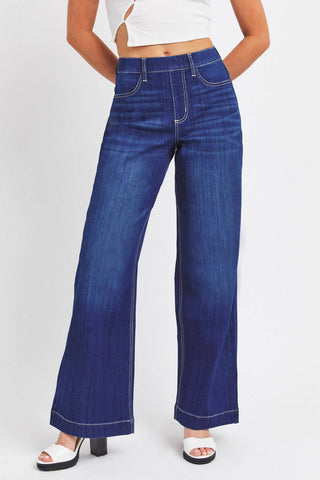 Cello - Women's High Rise Pull On Wide Leg Jeans