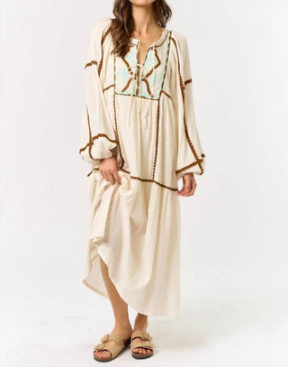 Lalavon - Scandi Style Embroidered Maxi Dress
