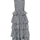 &Merci - Multi Stripe Smocked Bodice Layered Midi Dress