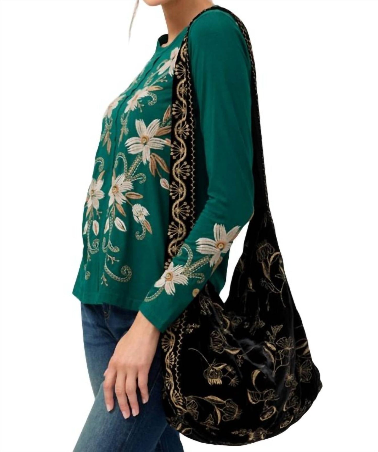 Johnny Was - Women's Arles Schiffli Velvet Wide Strap Tote Bag