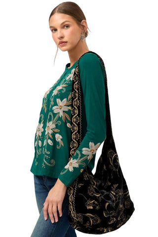 Johnny Was - Women's Arles Schiffli Velvet Wide Strap Tote Bag