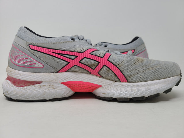 Tênis de corrida feminino Asics Gel Nimbus 22, cinza Piemonte/rosa choque, tamanho 10 B(M) EUA