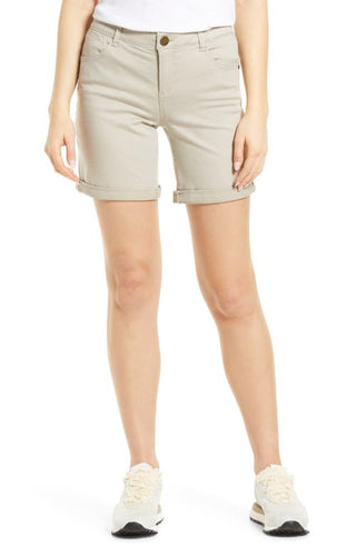 Shorts de sarja elástica Wit &amp; Wisdom Flax 'Ab'Solution para mulheres, tamanho 14