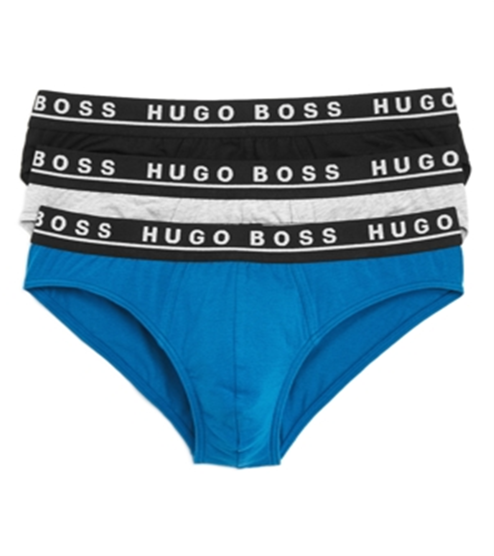 Pacote com 3 cuecas masculinas Boss Hugo, pretas, tamanho M