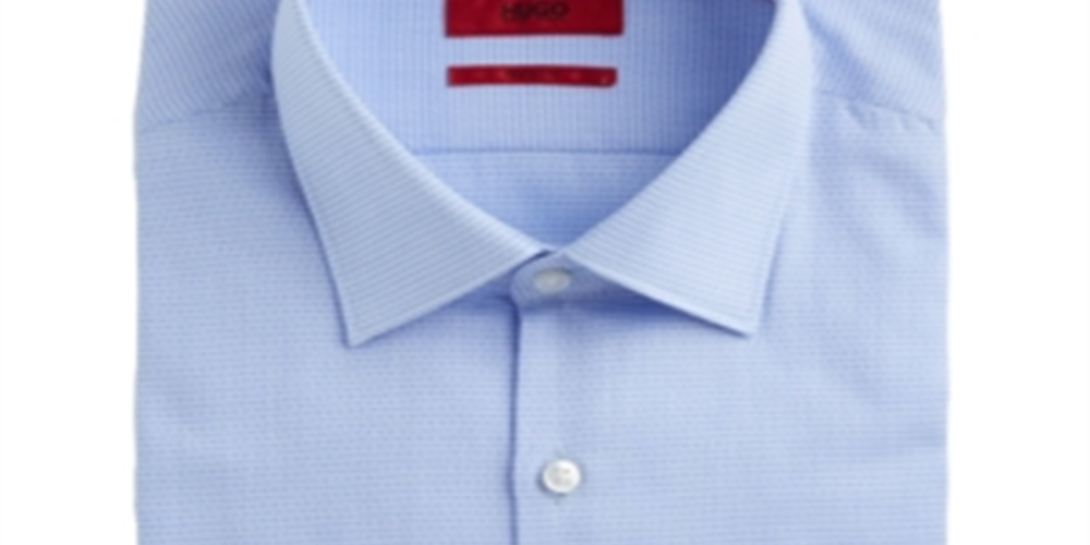 Camisa social masculina Hugo Boss Slim Fit Basketweave azul tamanho 17,5 x 32 x 33