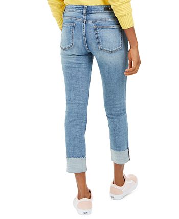 Calça jeans feminina KUT from the Kloth Catherine Raw Hem Boyfriend, azul, tamanho 16