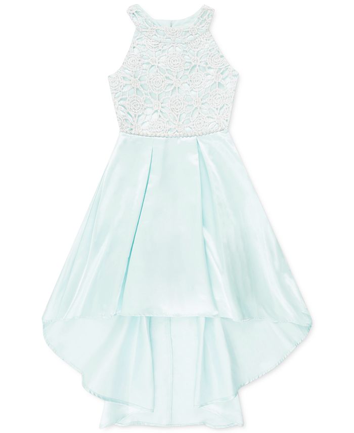 Vestido de renda plissado alto baixo da Speechless Girl's, azul, tamanho 8