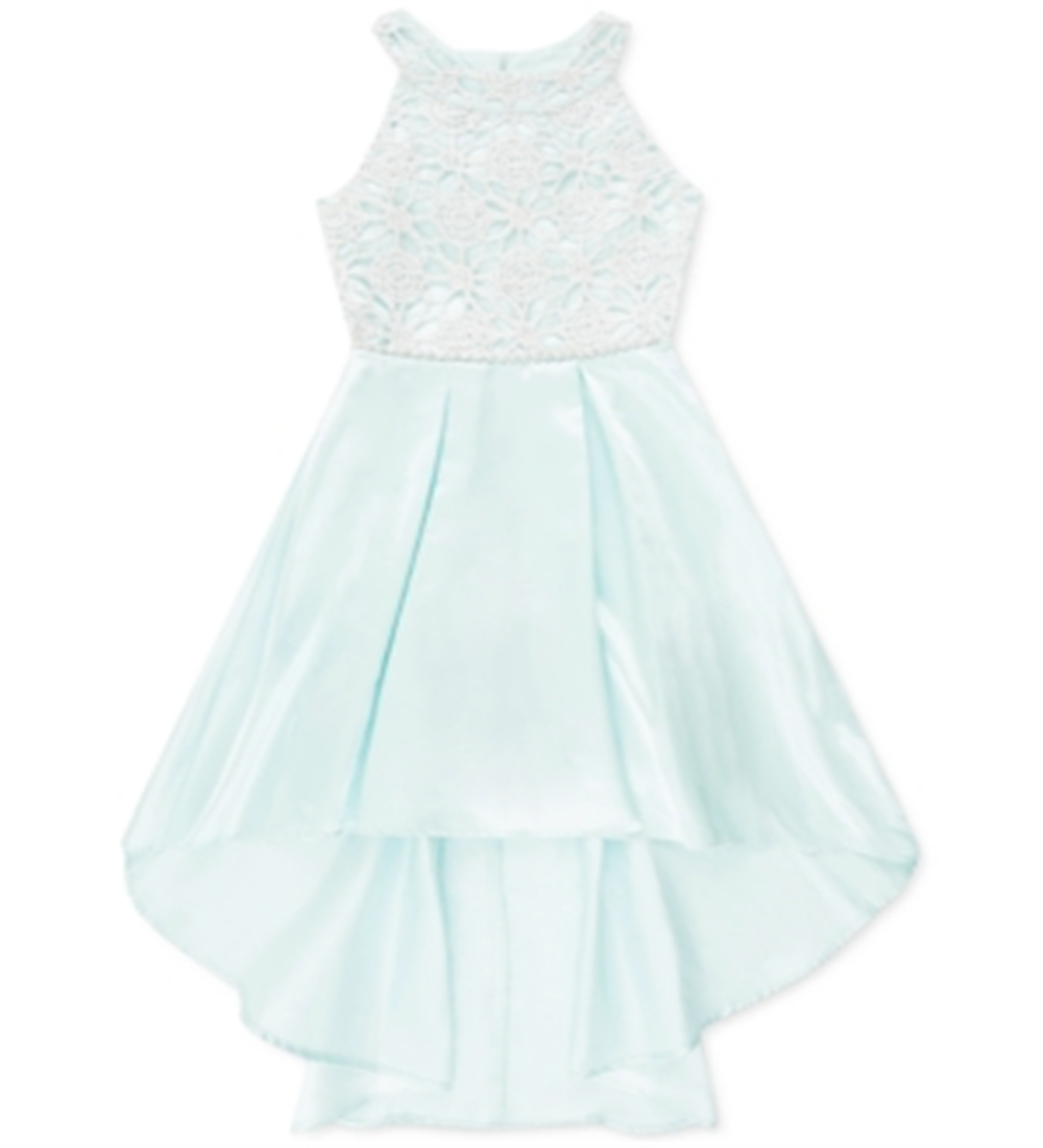 Vestido de renda plissado alto baixo da Speechless Girl's, azul, tamanho 8