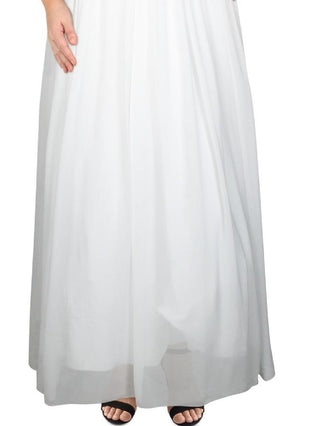 Vestido de festa feminino com decote profundo e decote profundo, tamanho 22, branco