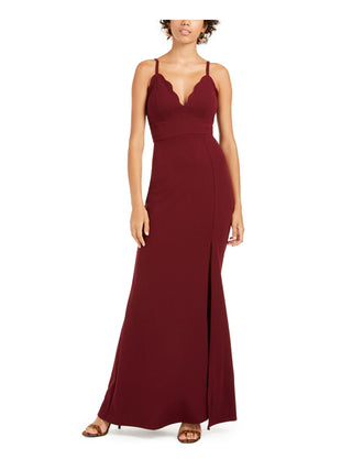Speechless Junior's Scalloped Slit Gown Red Size 3