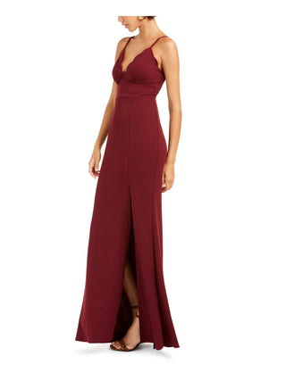 Speechless Junior's Scalloped Slit Gown Red Size 3