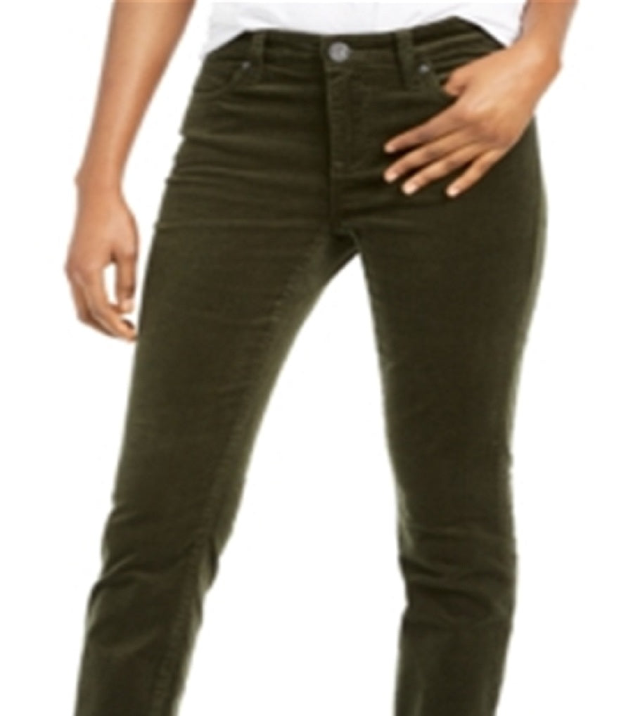 Calça casual feminina KUT from the Kloth Diana Skinny Corduroy, verde, tamanho 16