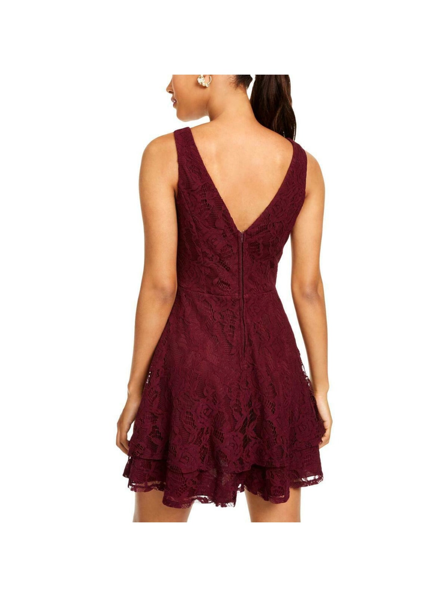 Vestido curto sem mangas com decote em joia e corte evasê feminino Speechless, roxo, tamanho 15