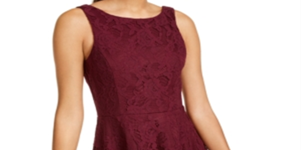 Vestido curto sem mangas com decote em joia e corte evasê feminino Speechless, roxo, tamanho 15