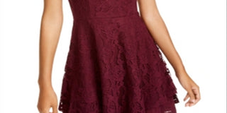 Vestido curto sem mangas com decote em joia e corte evasê feminino Speechless, roxo, tamanho 15