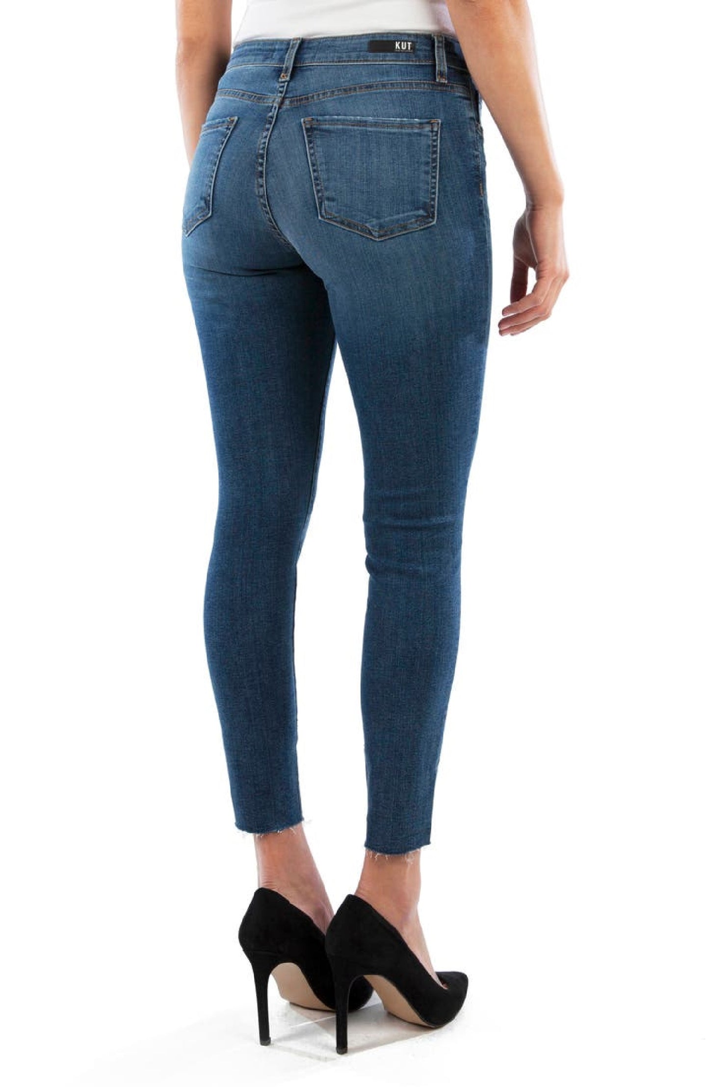 Calça jeans skinny feminina Kut From The Kloth Donna com botões e cintura alta, azul, tamanho 2