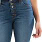 Calça jeans skinny feminina Kut From The Kloth Donna com botões e cintura alta, azul, tamanho 2