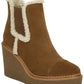 Bota feminina impermeável Sam Edelman Reagan Wedge marrom tamanho 5,5 M