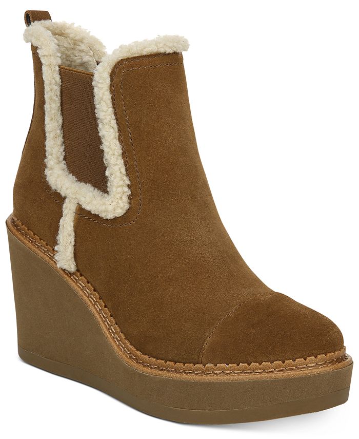 Bota feminina impermeável Sam Edelman Reagan Wedge marrom tamanho 5,5 M