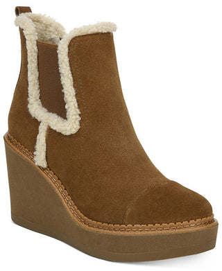 Bota feminina impermeável Sam Edelman Reagan Wedge marrom tamanho 5,5 M