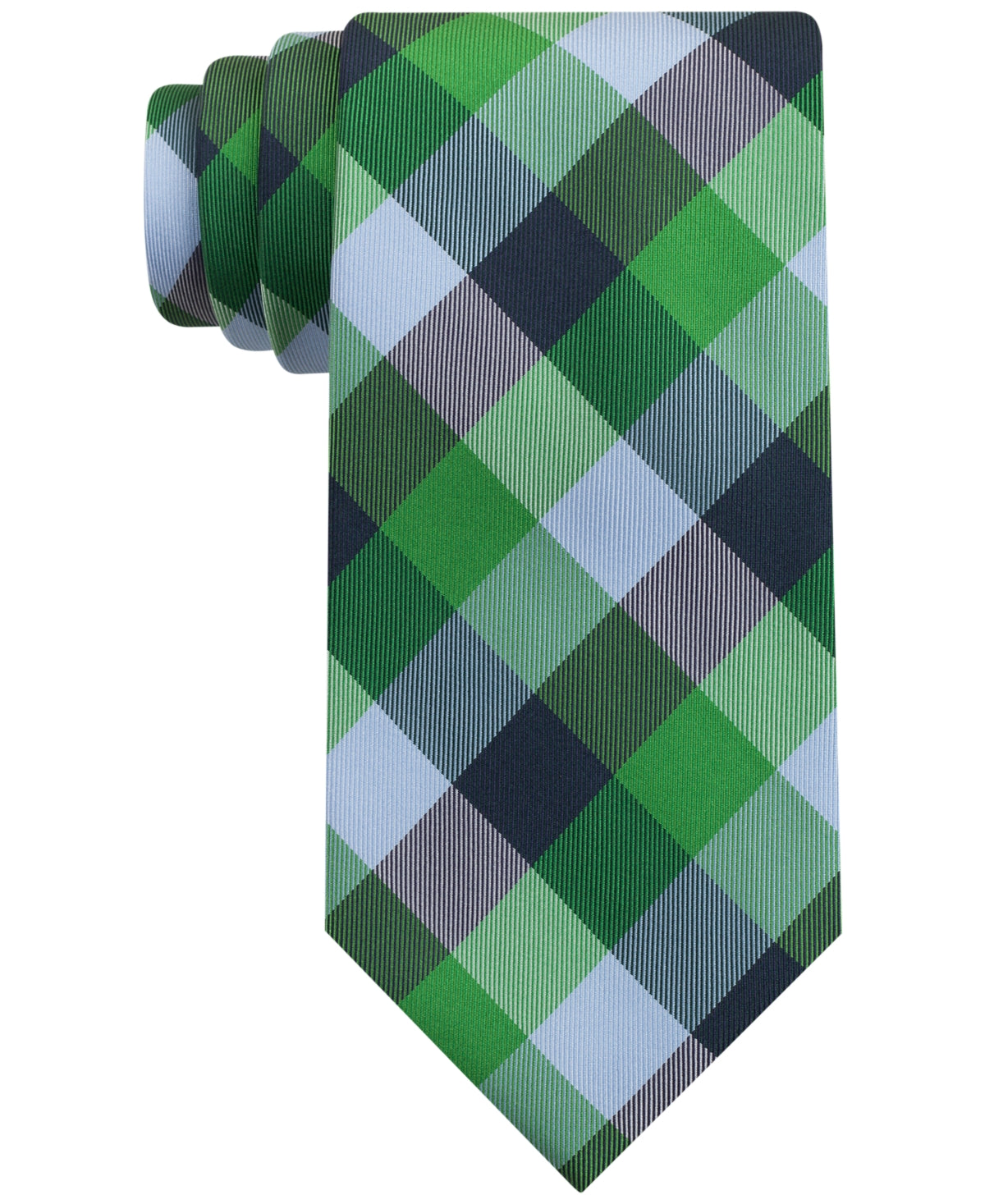 Gravata de seda xadrez xadrez Buffalo Tommy Hilfiger masculina, verde, tamanho regular