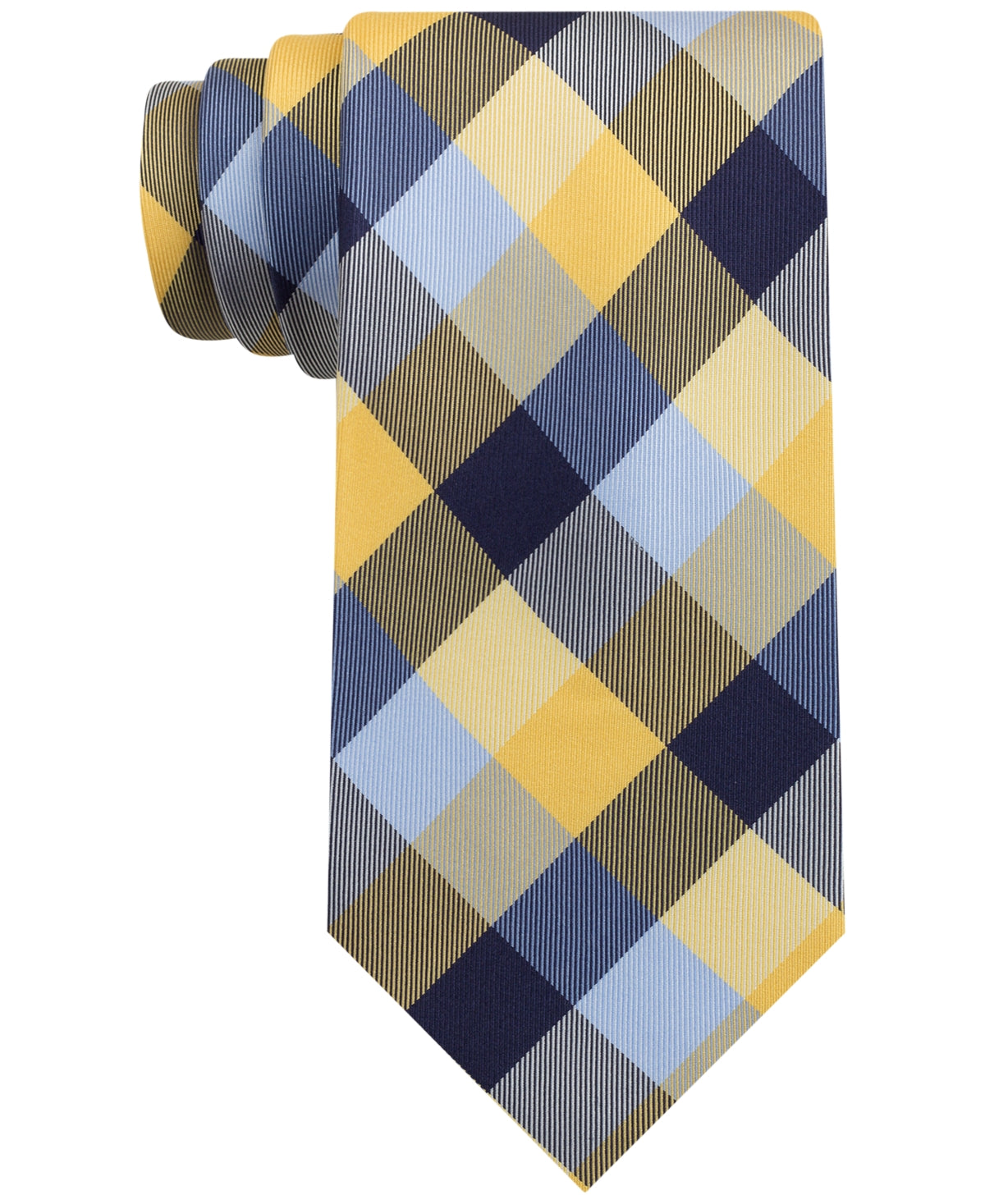 Gravata de seda xadrez xadrez Tommy Hilfiger masculina amarela tamanho regular