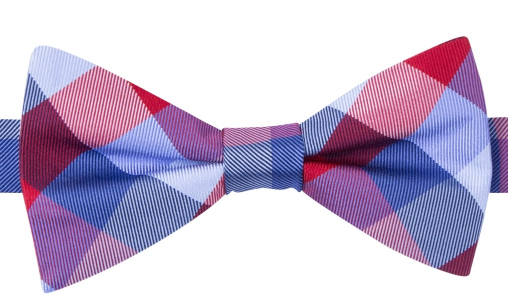 Gravata borboleta de seda clássica Tommy Hilfiger masculina Buffalo Tartan vermelha tamanho regular