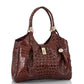 Bolsa feminina Brahmin em couro com relevo, marrom, tamanho regular