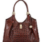 Bolsa feminina Brahmin em couro com relevo, marrom, tamanho regular