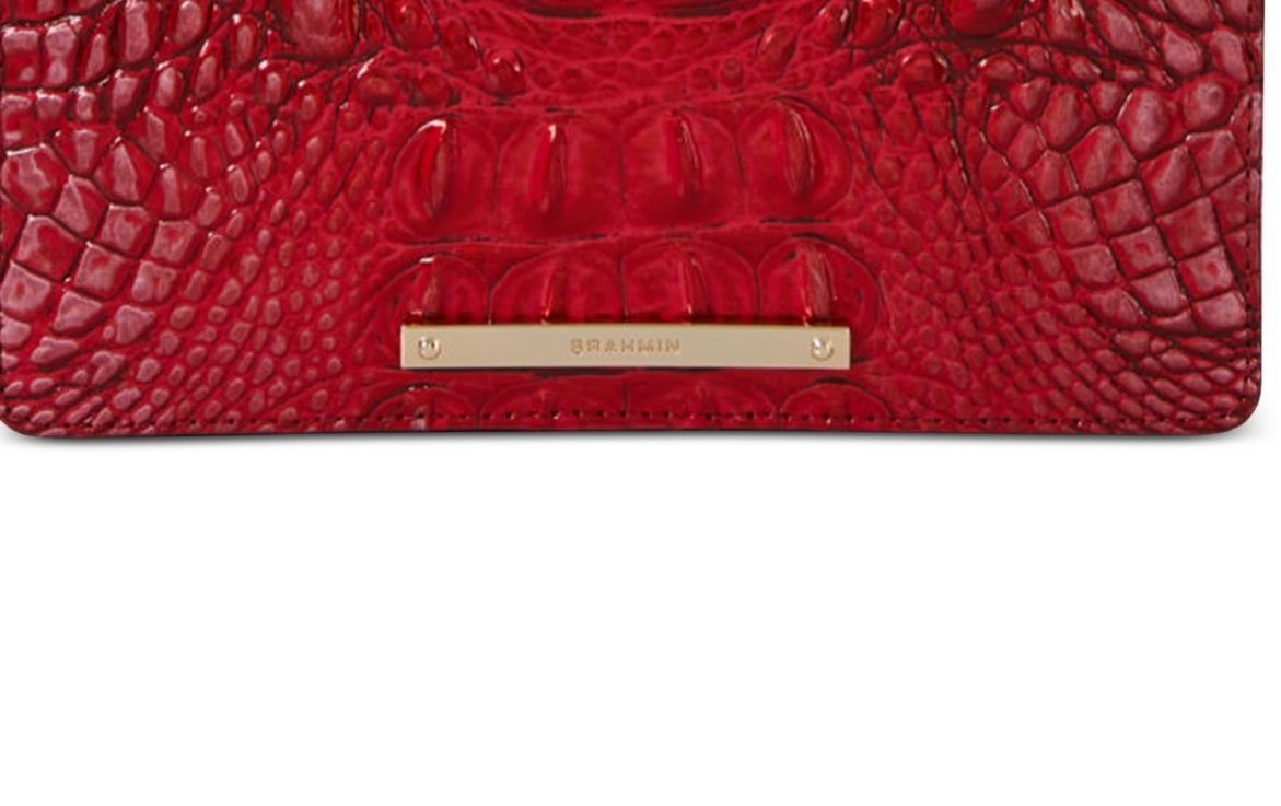 Carteira Brahmin Feminina 'Ady' Croc Embossed Continental Vermelha Tamanho Regular