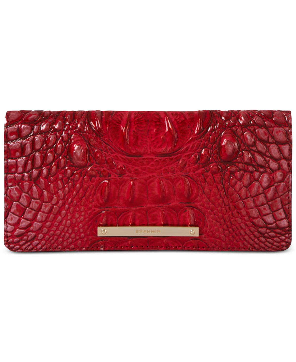 Carteira Brahmin Feminina 'Ady' Croc Embossed Continental Vermelha Tamanho Regular