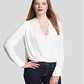 Blusa feminina Jaklyn drapeada frontal, branca, tamanho extrapequeno, BCBGMAXAZRI