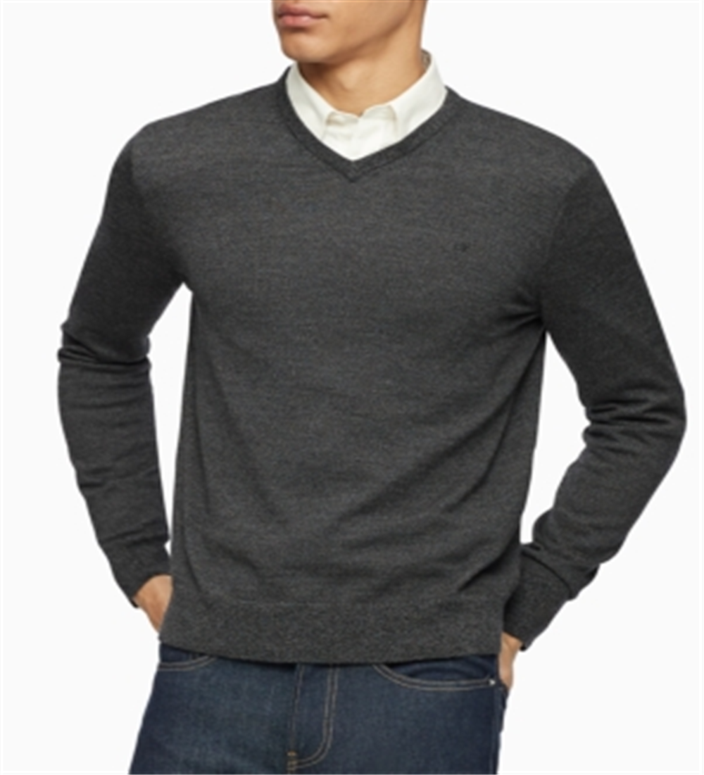 Suéter Calvin Klein Masculino de Lã Merino com Gola V Preto Tamanho M