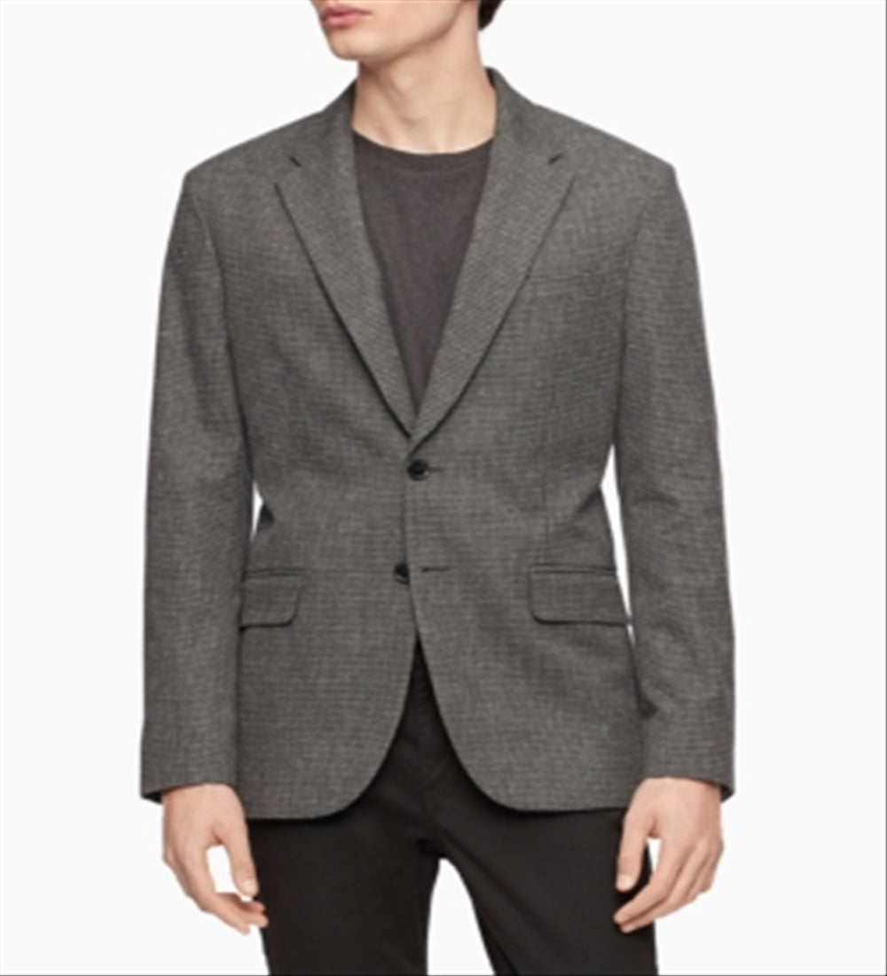 Calvin Klein Blazer Masculino Slim Fit Xadrez Mesclado Cinza Tamanho M