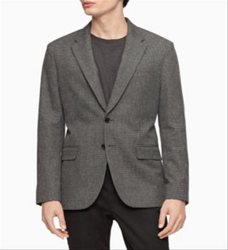 Calvin Klein Blazer Masculino Slim Fit Xadrez Mesclado Cinza Tamanho M
