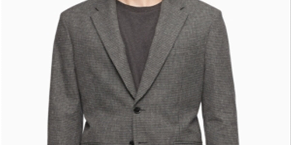 Calvin Klein Blazer Masculino Slim Fit Xadrez Mesclado Cinza Tamanho M