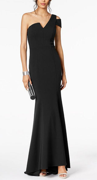 Vestido de crepe feminino Betsy &amp; Adam com um ombro só e caimento estilo Scuba, preto, tamanho 6