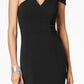 Vestido de um ombro só Betsy &amp; Adam para mulheres, preto, tamanho 10