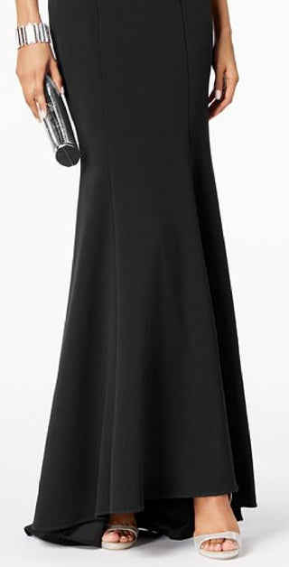 Vestido de um ombro só Betsy &amp; Adam para mulheres, preto, tamanho 10